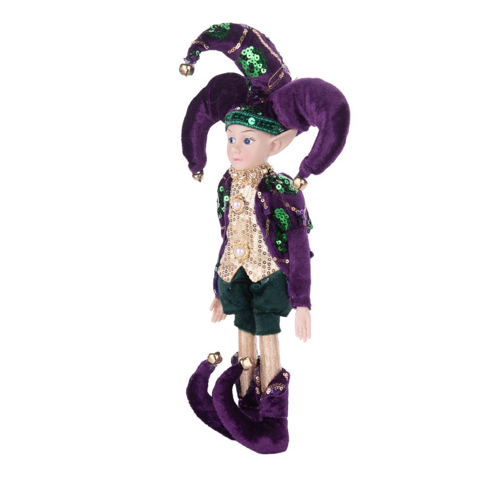 Purple-Green-Gold Sequin Christmas Elf Doll