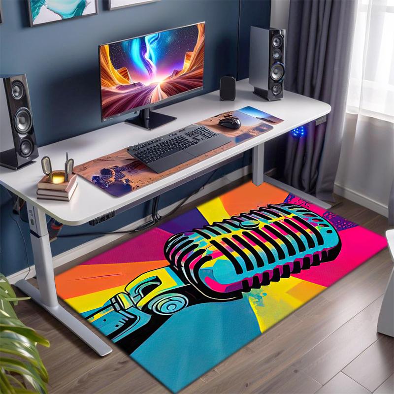 1 Peça Tapete Circular Estampado com Elementos Musicais, Capacho para Casa, Tapete de Proteção para Viagem ao Ar Livre A6