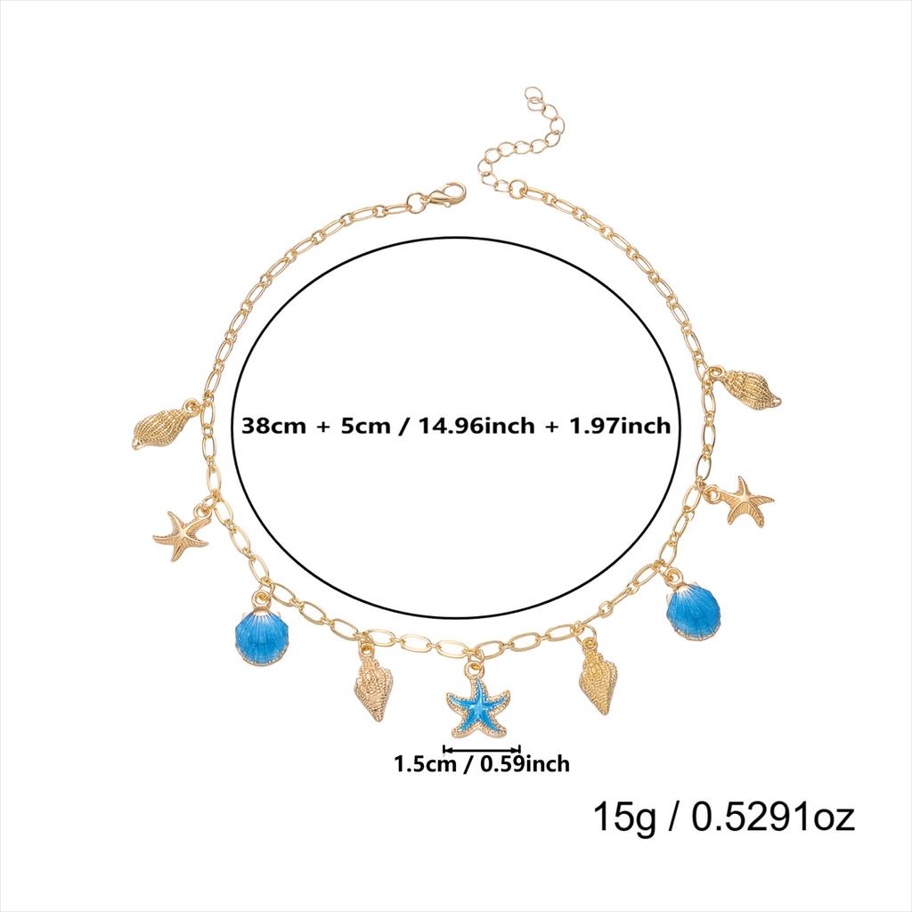 New seaside resort style summer beach starfish and shell pendant necklace with a fashionable design