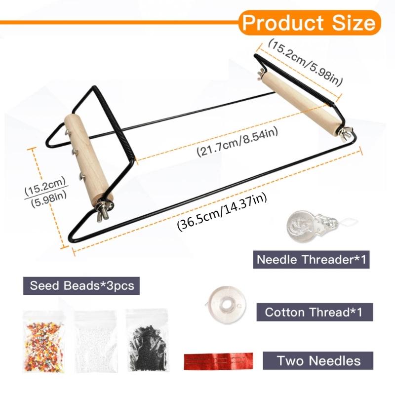 1 Zestaw Tkacki z Drewnianą Rączką i Metalowymi Koralikami Lekki Solidny Narzędzie do Tworzenia Biżuterii do Naszyjników Bransoletek DIY