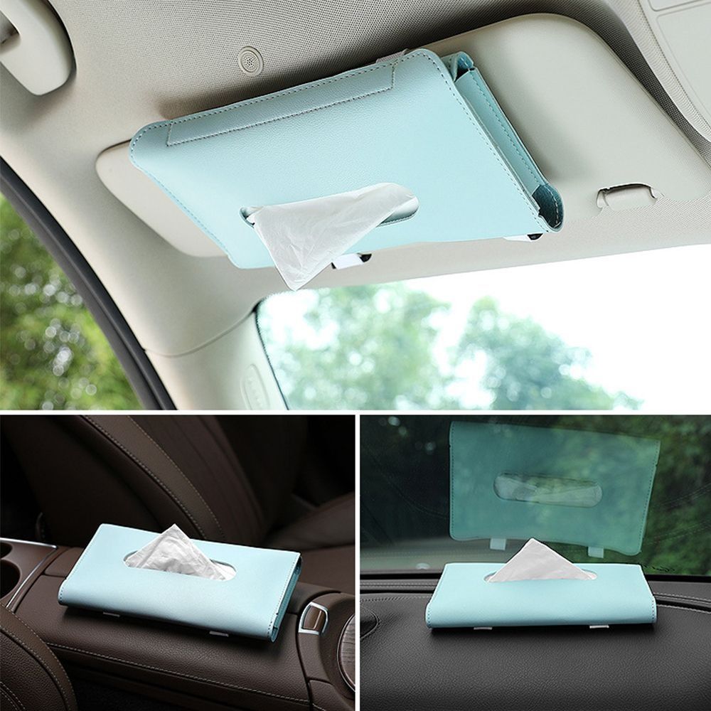 Interior Decor PU Leather Car Tissue Holder Universal Soft Sun Visor Attachment Elegant Creative Auto Storage Case On-The-Go