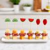 100PCS Disposable Fruit Tags, with Cartoon Fruit Decor Cocktail Picks, Durable Bamboo Skewers, for Fruits Barbecue Cocktails Cakes