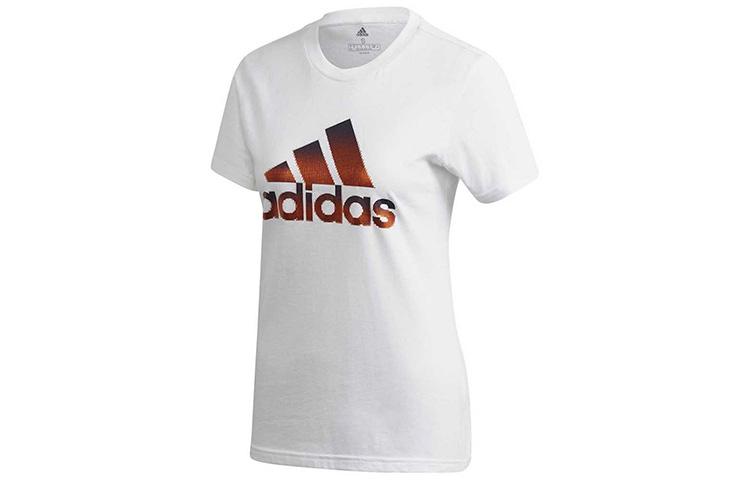 

Adidas T Shirts Women s White Crew Neck Moderate Straight Fit FJ5012 M