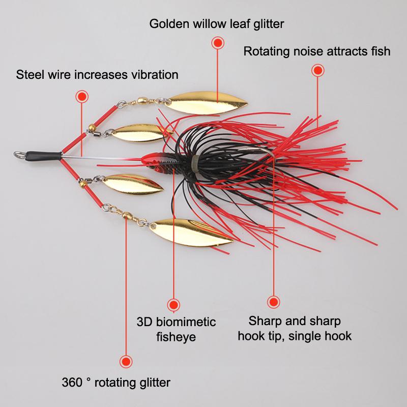 23g Noisy Buzz Rotating Blade Bubble Vibration Tandem Spin Willow Bass Trout Perch Pike Lunker Spinner Baits Hard Fishing Lure