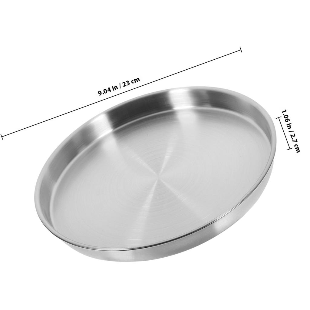 Stainless Steel Round Plate Elegant Metal Dinner Plate for Steak Pasta Fruit Serving Parties Weddings Family Gatherings Bar