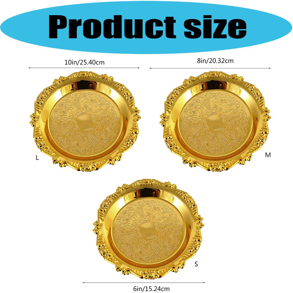 Multipurpose Metal Tray for Serving Cakes Fruits and Snacks with Elegant Embossing Suitable for Home and Outdoor Use