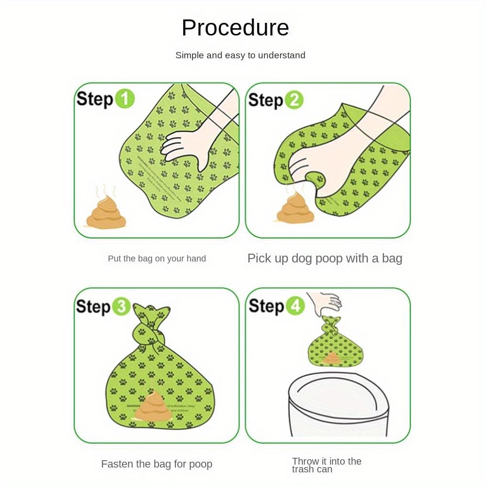 1 Roll Dog Poop Bags with Paw Print Design, Durable Polyethylene Pet Waste Bags, Portable & Easy To Carry, Ideal for Outdoor Cleanu