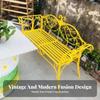 Ornate Metal Two-Seater European Influenced Design Garden Bench Elegant Scrollwork Weather-Withstandant for Gardeners, Sunroom