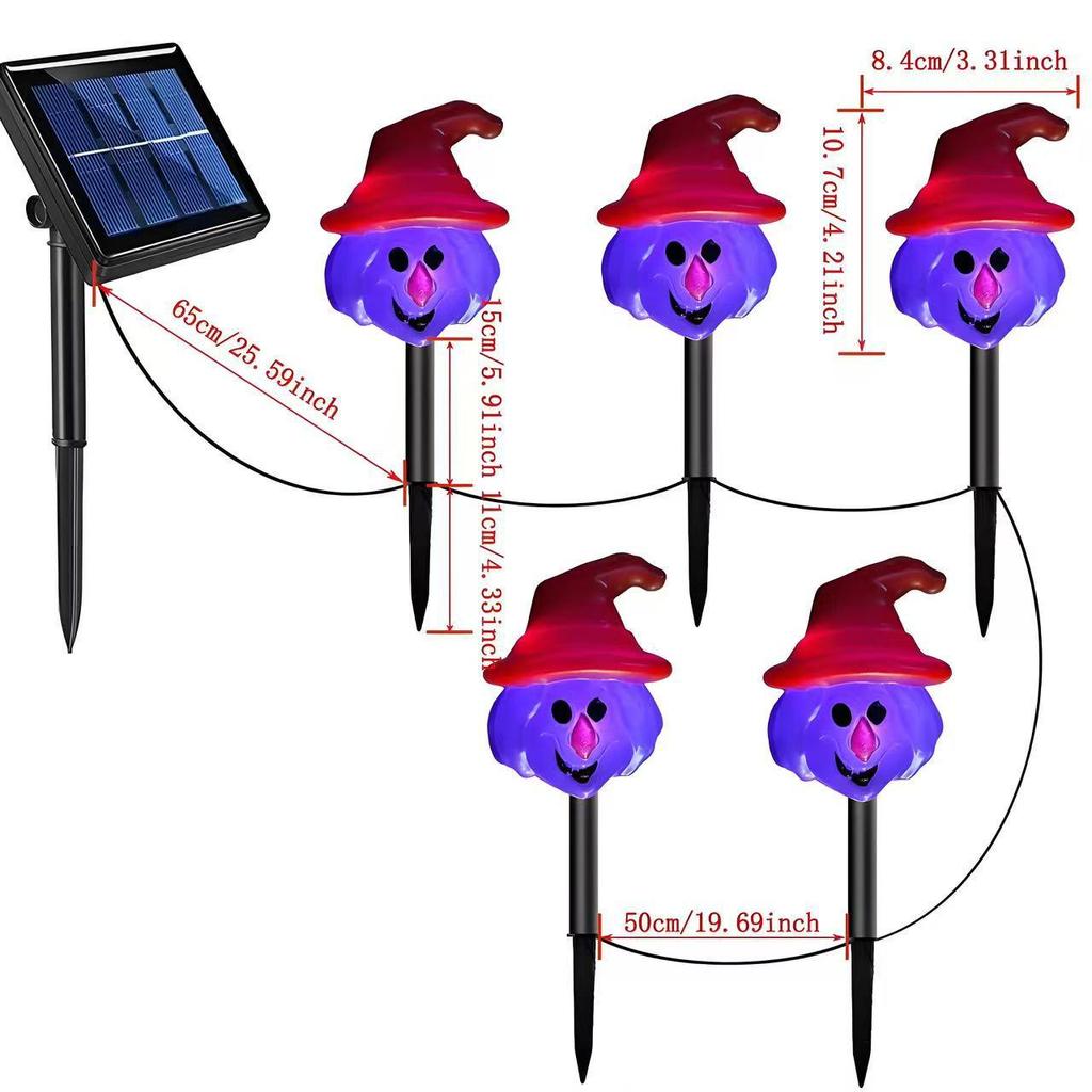 Solar-Powered Halloween Pumpkin Skeleton Ground Lights - Waterproof Outdoor Garden Decor
