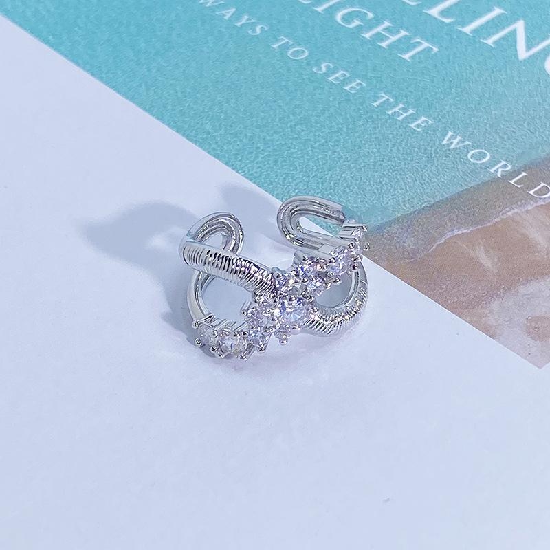 Light Luxury Full Diamond Inlaid Zircon Super Flash High-End Open Ring Niche Exquisite Elegant Personalized Ring