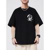 European Size Men'S  Trendy Casual T-Shirt Featuring a Dark-Themed Japanese Samurai Sword Print, Breathable Short-Sleeve Top
