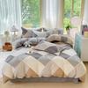 Gray Plaid Duvet Cover Set Simple Lines Soft Skin-friendly Comforter Cover Home Bedroom Decor Bedding with Bed Sheets Pillowcase