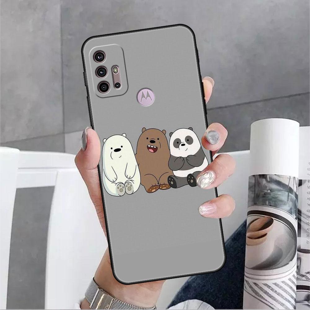 Roztomilé pouzdro We Bare Bears pro Motorola G30 G60 Edge 20 G9 G22 G8 Power G31 G500 G50 30 Pro Black Capas pro měkký telefon