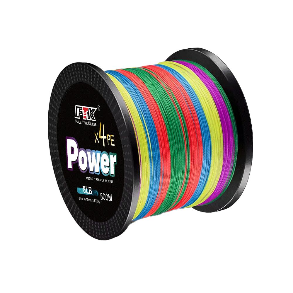 

500M 4 Strand PE плетеная рыболовная леска мультифиламентная рыболовная леска карповая рыболовная леска для морской рыбалки нахлыстовая леска 500m--0.60mm--100LB разноцветный