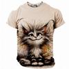 Men's Smiling Cat Print T-Shirt Men's T-Shirt,3D Printing, O-neck ,Short Sleeve,Casual,Lightweight Top,sport Wear ,casual ,Large Size,Fashion