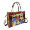 Leather Women'S Bag Style Hand-Spliced Plaid Handbag Messenger Bag Women'S Bag