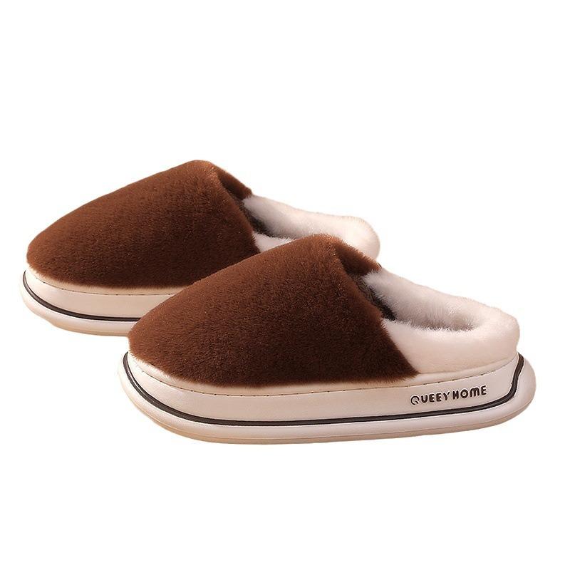 2025 New Cotton Slippers Women's Autumn and Winter Indoor Home and Outdoor Wear Heightening Soft Soles Plush Warm Shoes Men