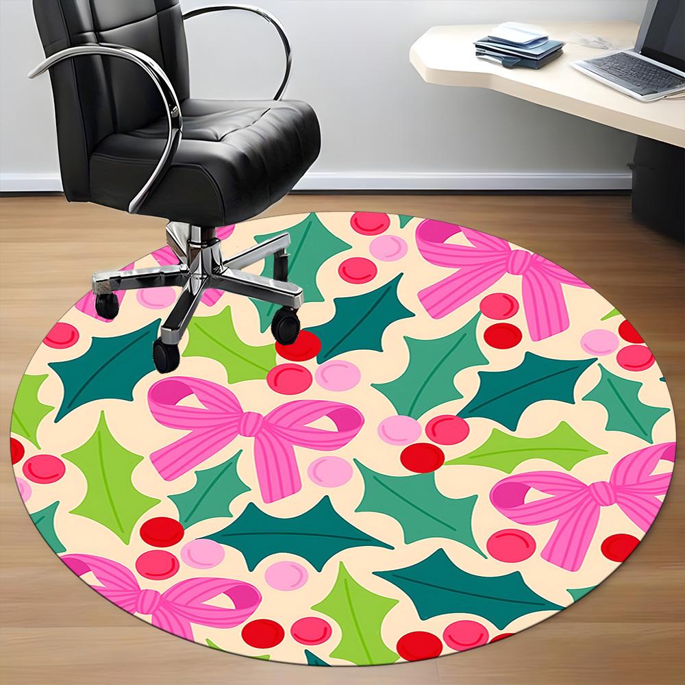 

1pc Holly Bows Chair Carpet for Office, Non-slip, Soft and Durable Office Rug for Interior Decoration, Perfect for Office yy260313018 80cm by 80cm