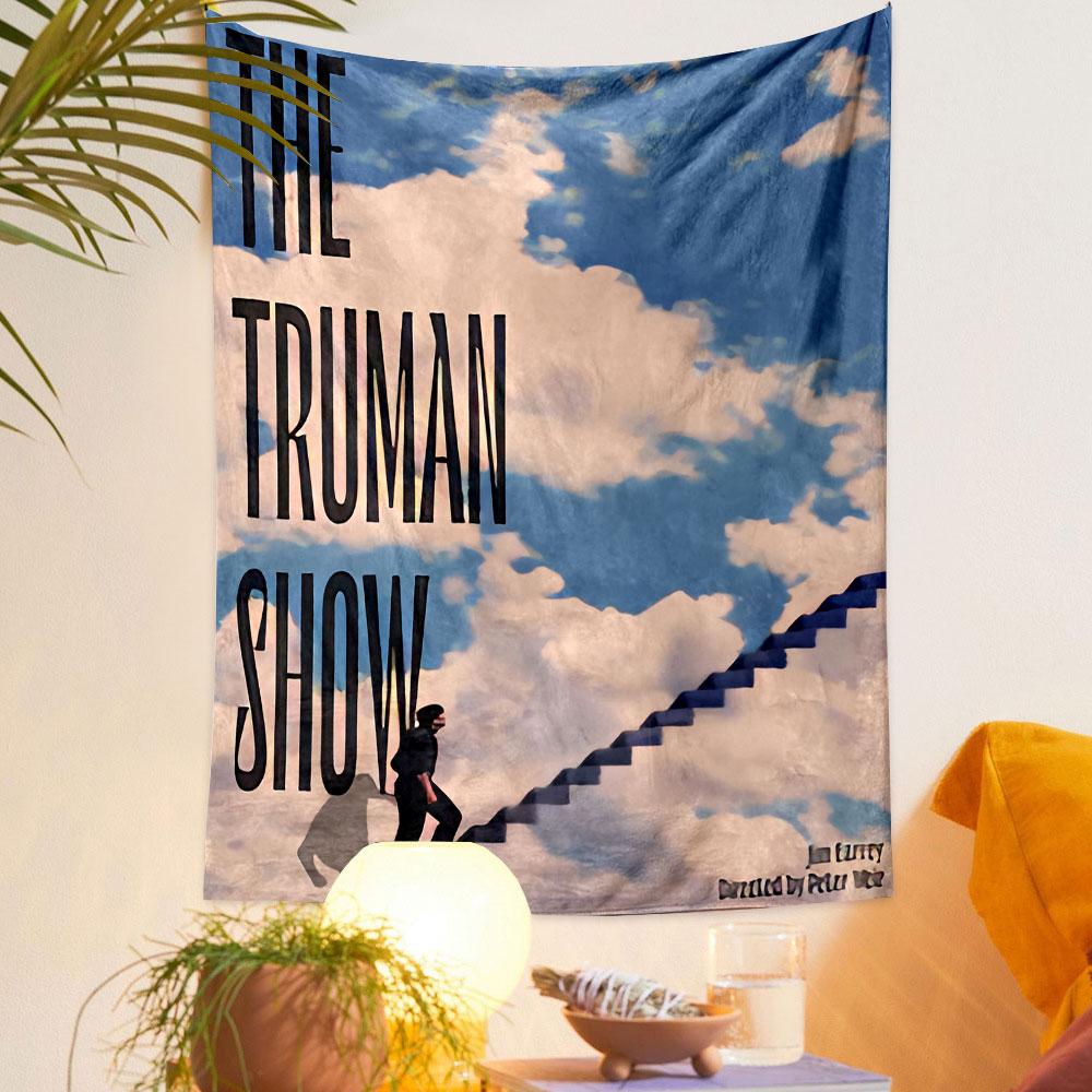 The Truman Show Movie Poster Tapestry Wall Hanging, Jim Carrey Classic Film Art, Cinematic Wall Decor for Bedroom Living Room Dorm