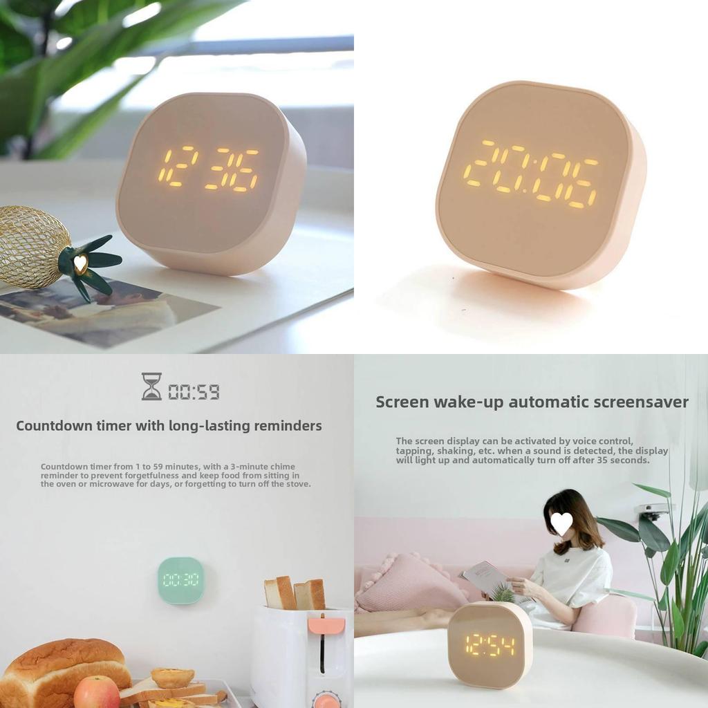 Mini Square Alarm Clock With Touch Screen Timer And Temperature Use Display