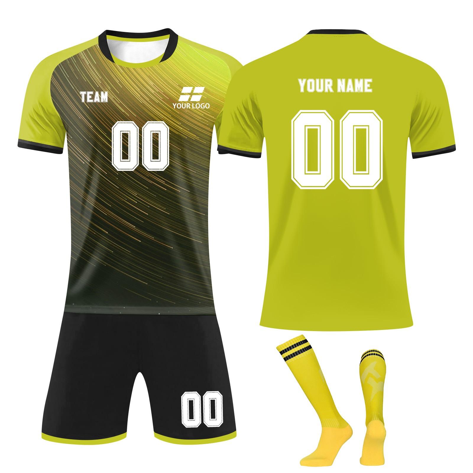 

Комплект персонализированных рубашек для мужчин и девочек с именем и номером, футбольные майки на заказ для мальчиков, тренировочный костюм S жёлтый