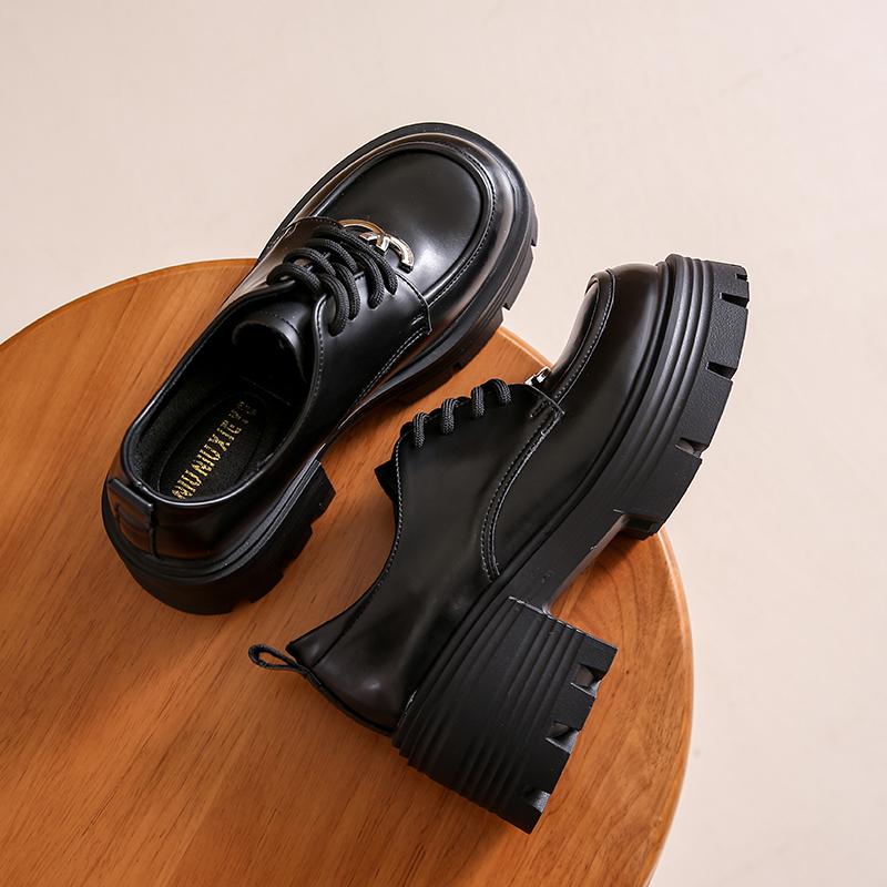 Мода 2024 Весна Сезон Толстая подошва Британский Новый Стиль Женские Туфли Маленькие Кожаные Туфли Одиночные ОсеньЗима Мэри Джейн 35 чёрный 5218₽