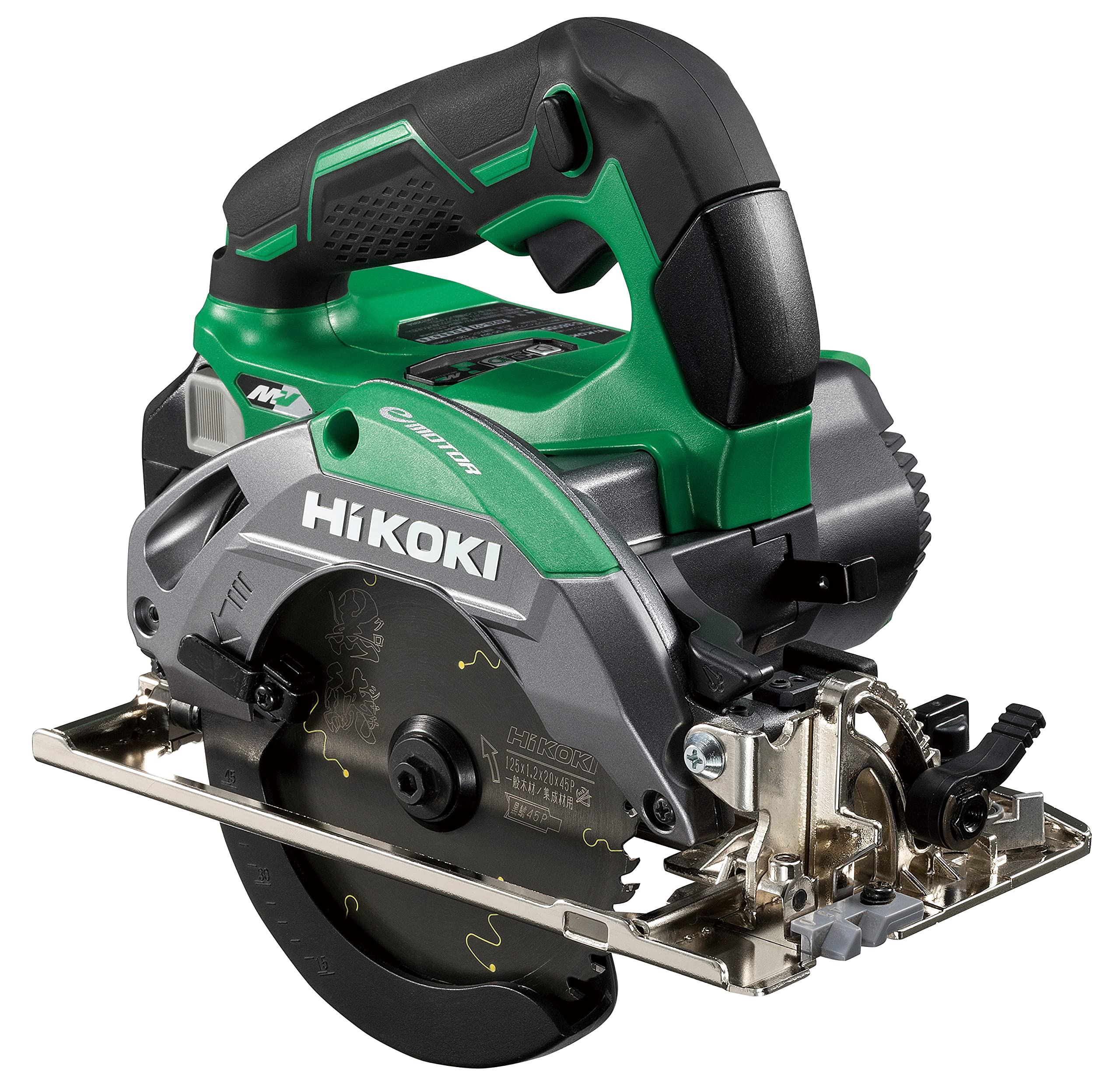 

HiKOKI 36V 125мм Акумуляторна циркулярна пила Агресивний зелений 2 акумулятори Bluetooth Система швидкої зарядки Кейс 4 пильні диски Чорний Шачі