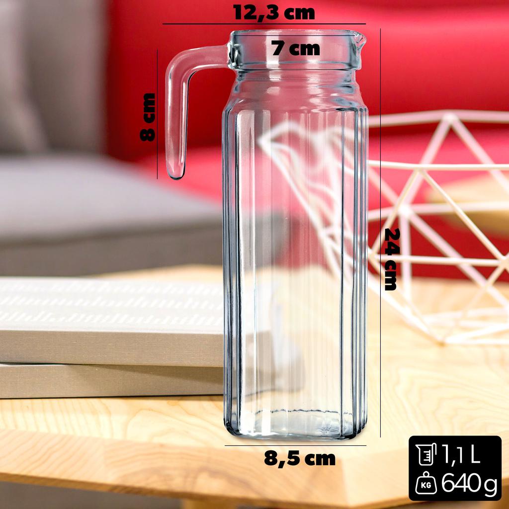 KADAX Capacious Glass Pitcher for Beverages Water Juice 1.1L