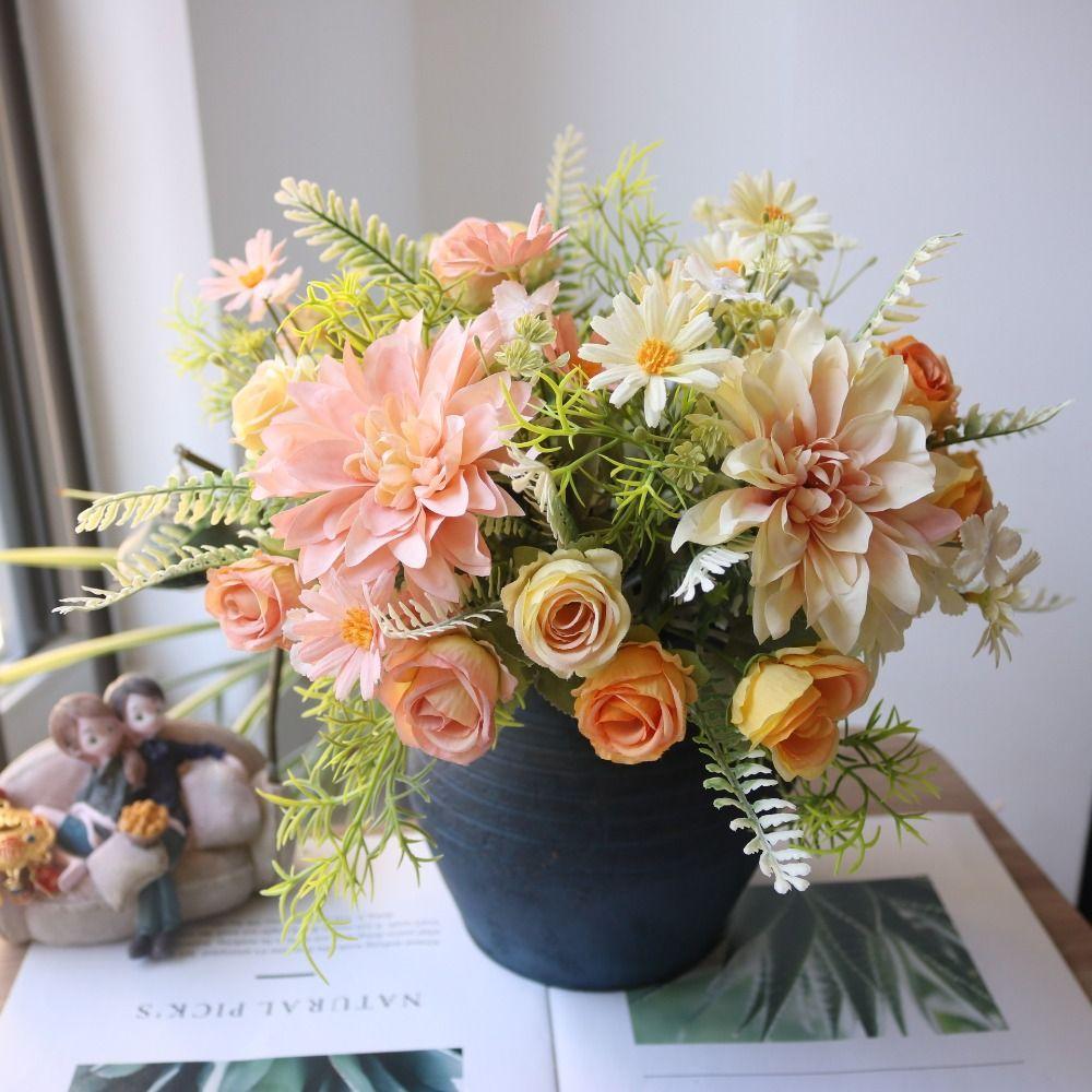 Gift Silk Material Artificial Rose Flowers Hydrangeas Design Fake Silk Flowers Wedding Decor Garden