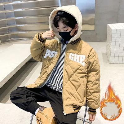 Veste de baseball d'hiver pour garçon avec doublure polaire et capuche