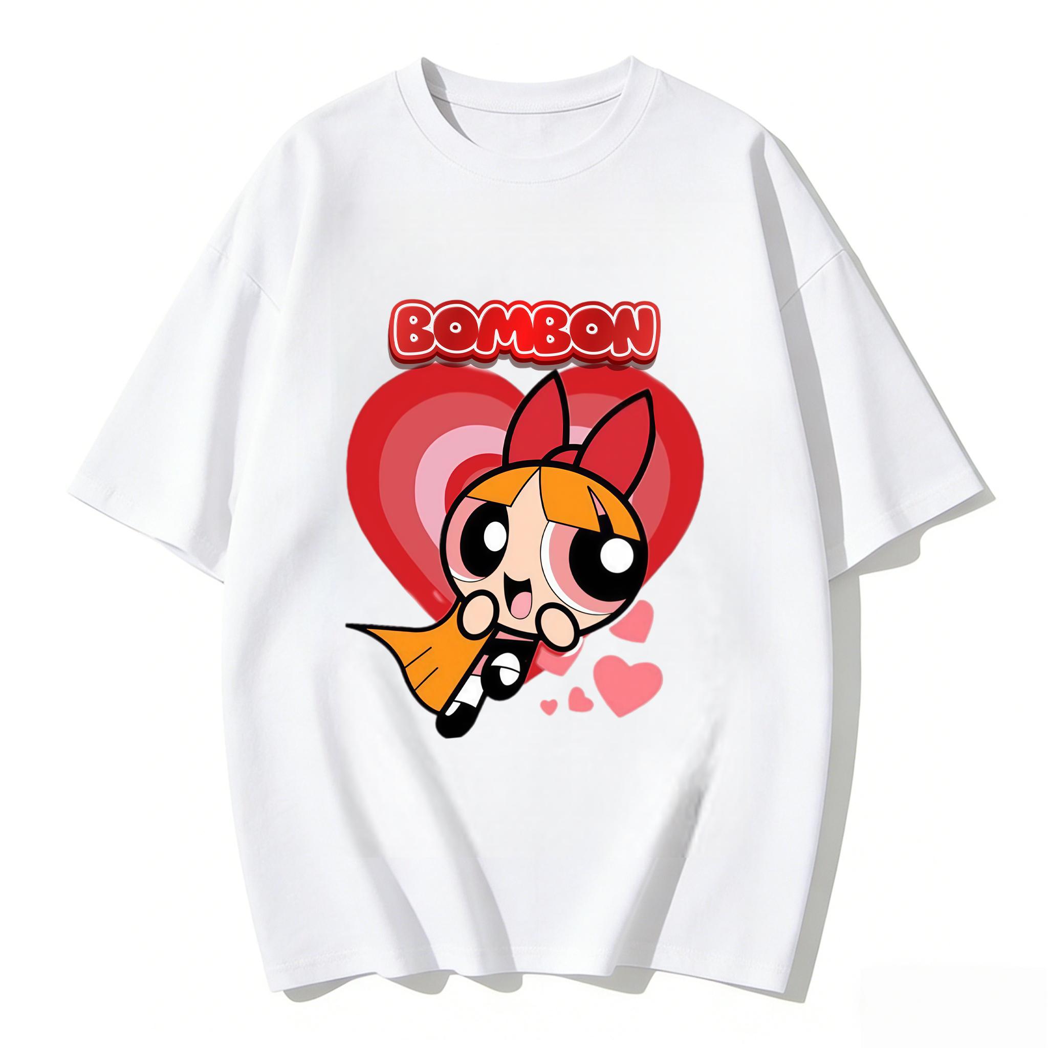 

2026 Summer Cute Powerpuff Girls Family Matching T Shirts Cartoon Print Cotton Tees Casual Short Sleeve Tops for Kids and Adults 4XL
