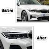 2Pcs Car Headlight Head Lamp Eyebrow Headlight Cover Trim Sticker for BMW 3 Series G20 G28 320i 330i Sedan   -