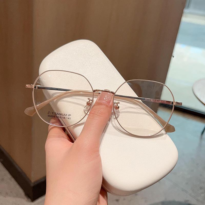 Retro Polygon Large Frame Non-Magnetic Glasses Frame Plain Female with Myopic Glasses Option Glasses with Diopters Glasses