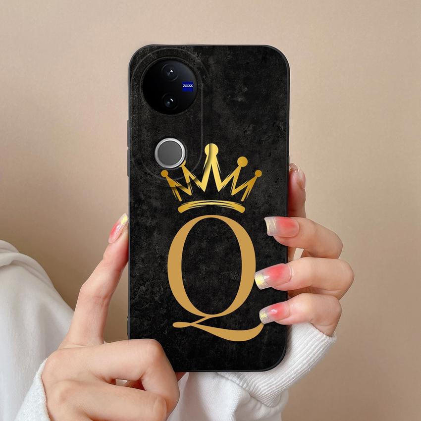 Case For Vivo V50 V40 V30 Lite V20 V21 V30e Fashion Crown Letters Phone Covers Screen Protector Liquid Silicone Dustproof Shell For Vivo Bumper Casing