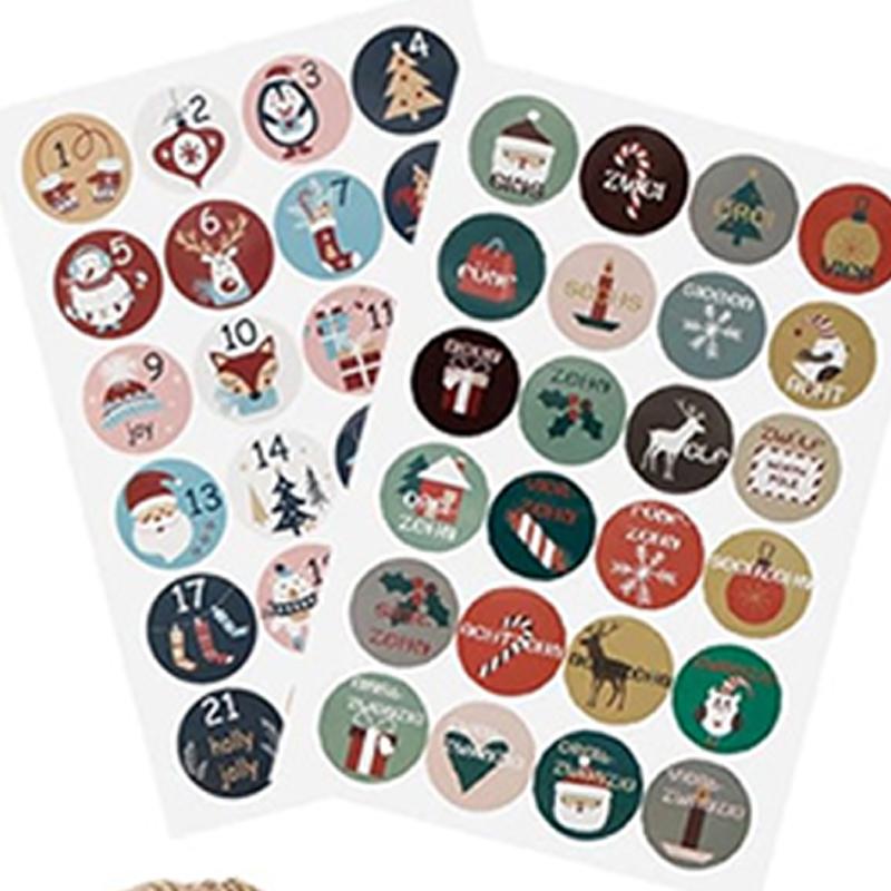 24Pcs/Set Christmas Gift Bags Christmas Advent Calendar Bag Candy Storage Pouch Diy Christmas Multi-Purpose Decoration