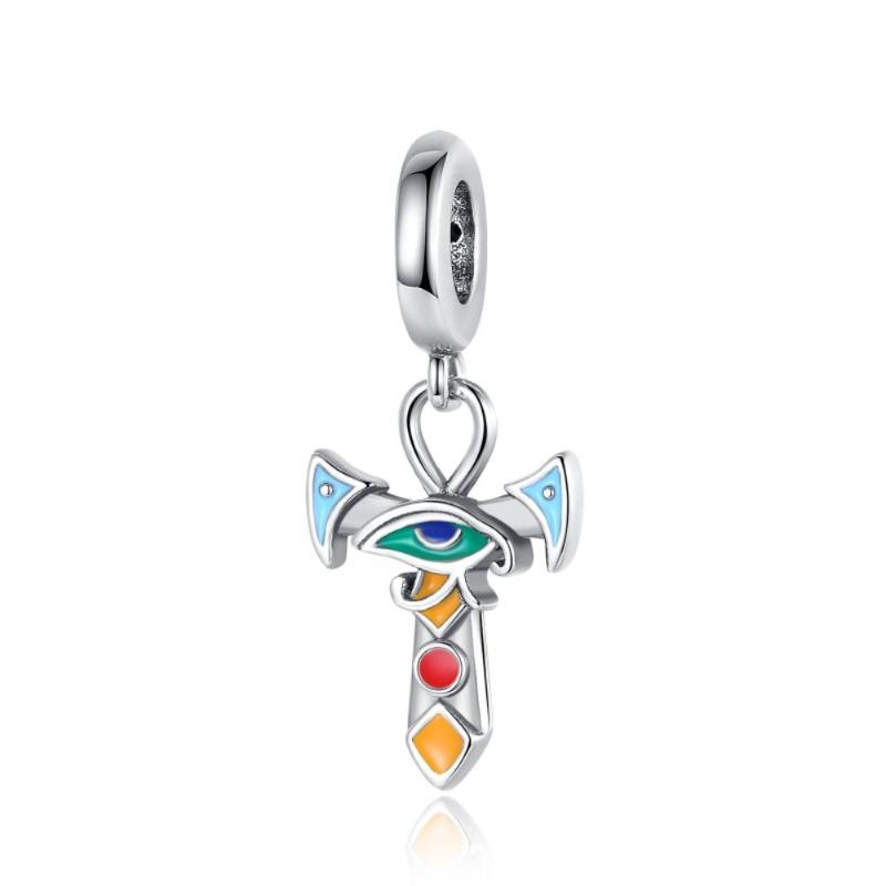 Original Copper Blue Evil Eyes Charms Ring Earrings Bead Palm Pendants Fit Bracelet Necklace Jewelry Gift