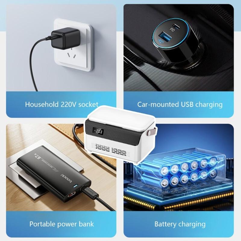 Double Layer Insulated Car Refrigerator With Real Time Temperature Display Coolers Box For Camping Trips