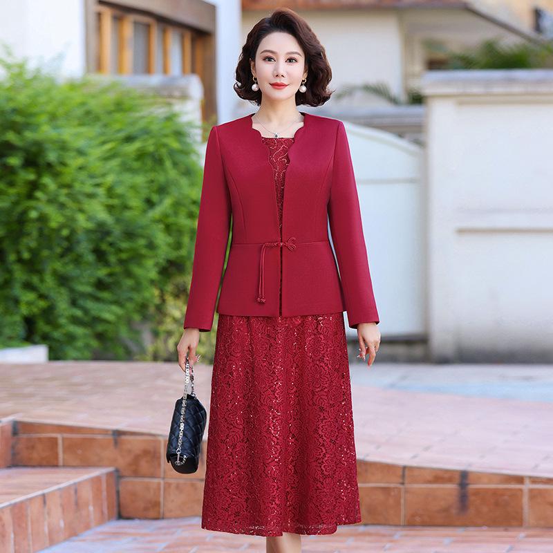 2026 Spring & Autumn Mother-in-Law Formal Wedding Dress Suit Skirt 3XL красный