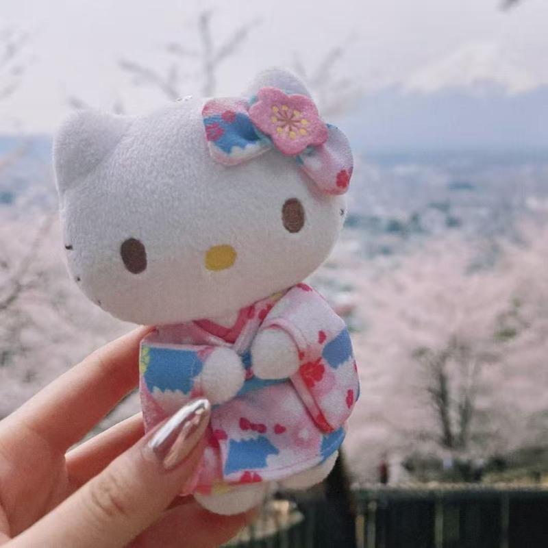Sakura Mount Fuji Kimono Hello Kitty plush Stuffed Pendant Cartoon Kitty Anime Plush Doll Pendant Bag Accessories Gifts