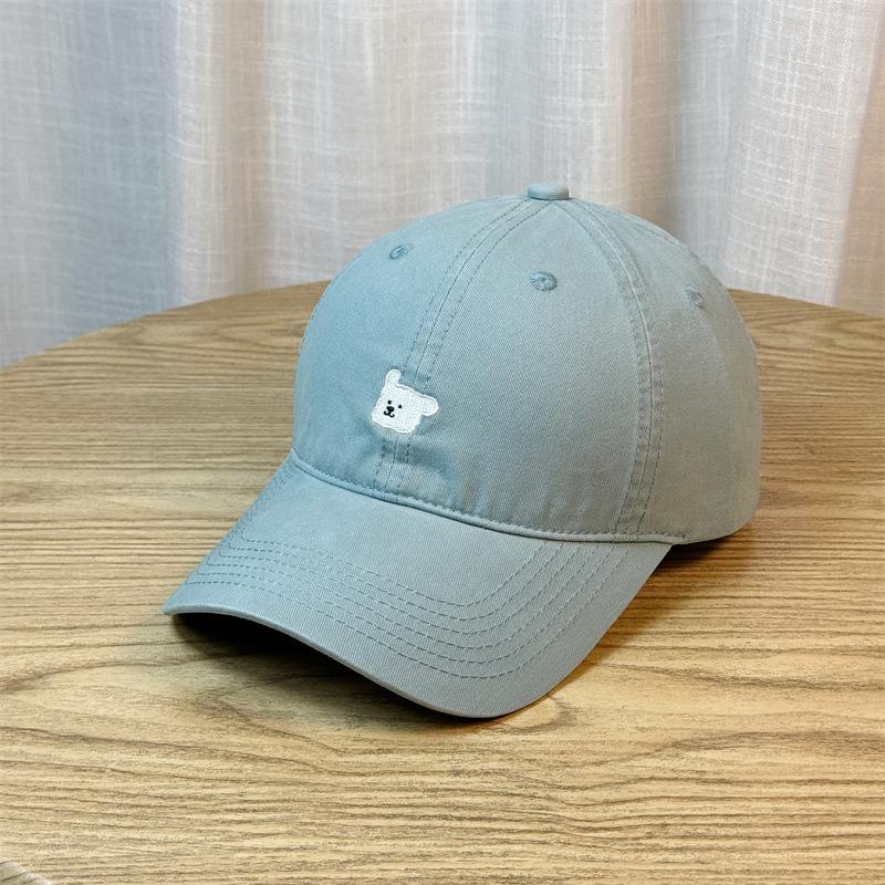 Bear Embroidered Hat Baseball Cap Women's New Four-season Versatile Curved Brim Soft Top Cap Ins