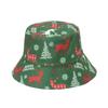Christmas Santa Claus Reindeer Snowman Pattern Bucket Hat Unisex Fisherman Cap Lightweight Breathable Outdoor Sun Protection