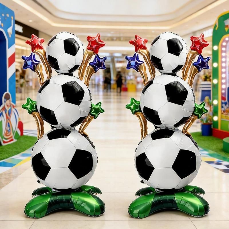 5/1x Aluminum Foil Balloon Football Balloon Column Soccer Theme Party Decoration Soccer Fan Decor Stand Ballon Accessories