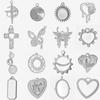 Round Water Droplets Heart Blank Settings Butterfly Sun Oval Stainless Steel Charm Pendants For Jewelry Making Bulk DIY Drip Oil