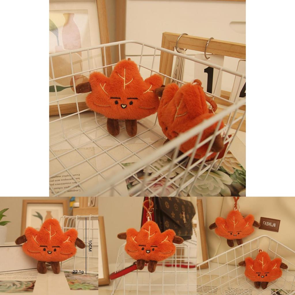 Plush Maple Leaf Keychain With Pp Cotton Filling For Cute Bag Decoration And Gift