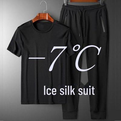 Men's Trendy Korean-Style Summer Sports Suit: Short-Sleeve T-Shirt & Casual Mesh Pants Set