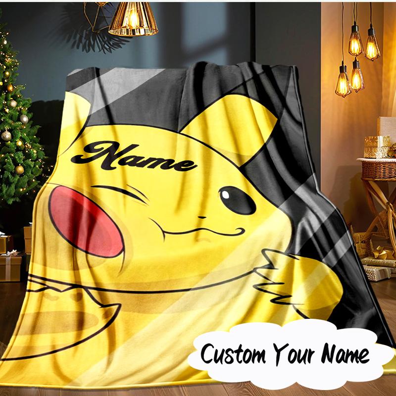 Custom Name Pika Urban Fashion Blanket Ideal Bedding Blanket Perfect for Travel, Camping, Living Rooms, Offices, Sofas, Fan Christmas gift
