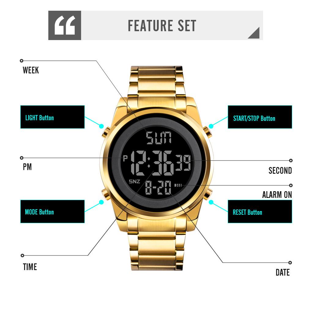 SKMEI 1611 Fashion LED Men Digital Wristwatch Chrono Count Down Alarm Hour For Mens reloj hombre Digital 2 Time Mens Watches