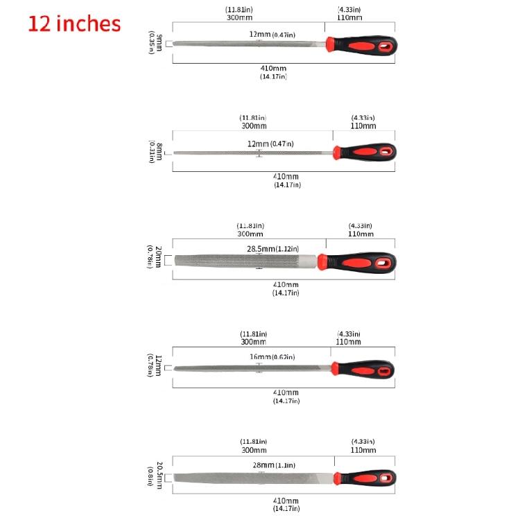 5 Stück 6/8/10/12 Zoll Hochleistungs-Kohlenstoffstahl-Feilenkollektion für Holz-Metallbearbeitung Sortiment Handwerk und Formgebung