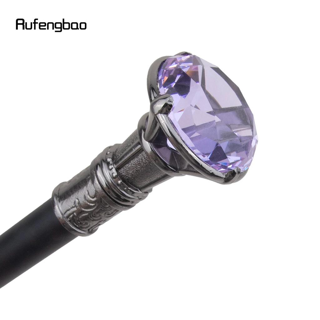 Lila Diamant-Typ-Silber-Gehstock, modischer dekorativer Gehstock, Gentleman, eleganter Cosplay-Gehstock, Knauf, Crosier, 93 cm