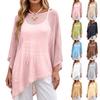 Women's Loose Fit Cutout Cape Cover Up Top, Vacation Openwork Summer Beach Wear